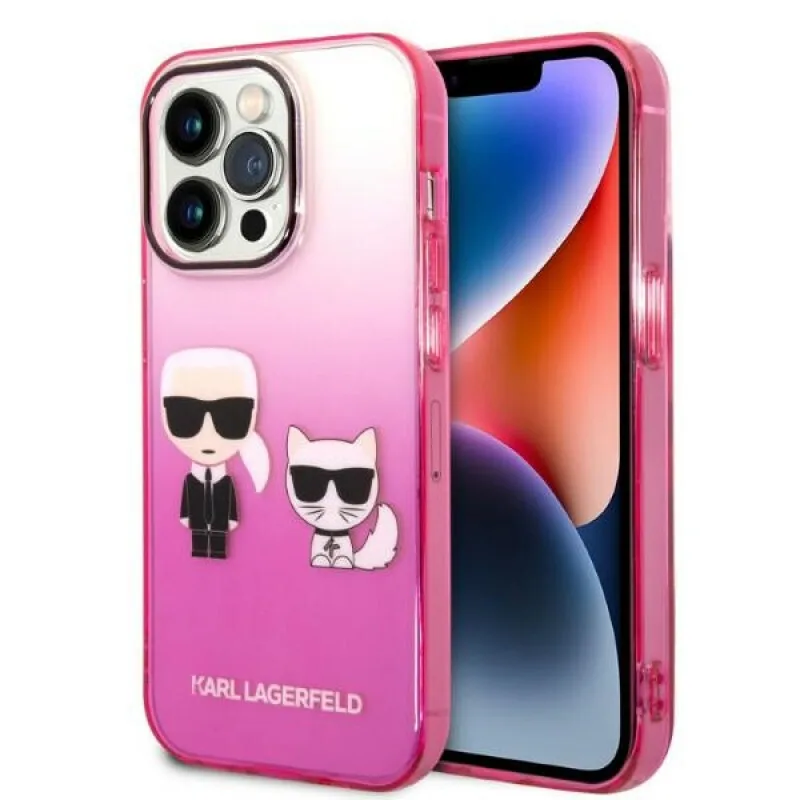 Karl Lagerfeld Ikonik Karl & Choupette Back Cover Πλαστικό Pink Gradient (iPhone 14 Pro)