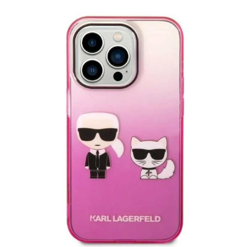 Karl Lagerfeld Ikonik Karl & Choupette Back Cover Πλαστικό Pink Gradient (iPhone 14 Pro) – εικόνα 2