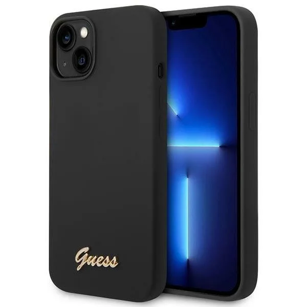 Guess Logo Script Back Cover Μεταλλικό Μαύρο (iPhone 14 Pro)