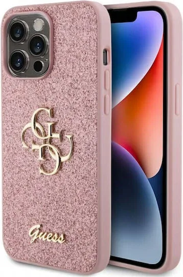 Guess Fixed Glitter Back Cover Μεταλλικό Ροζ (iPhone 15 Pro Max)