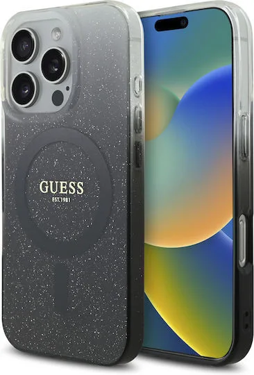 Guess “glitter Gradient” Back Cover Πλαστικό Μαύρο (iPhone 16 Pro Max)