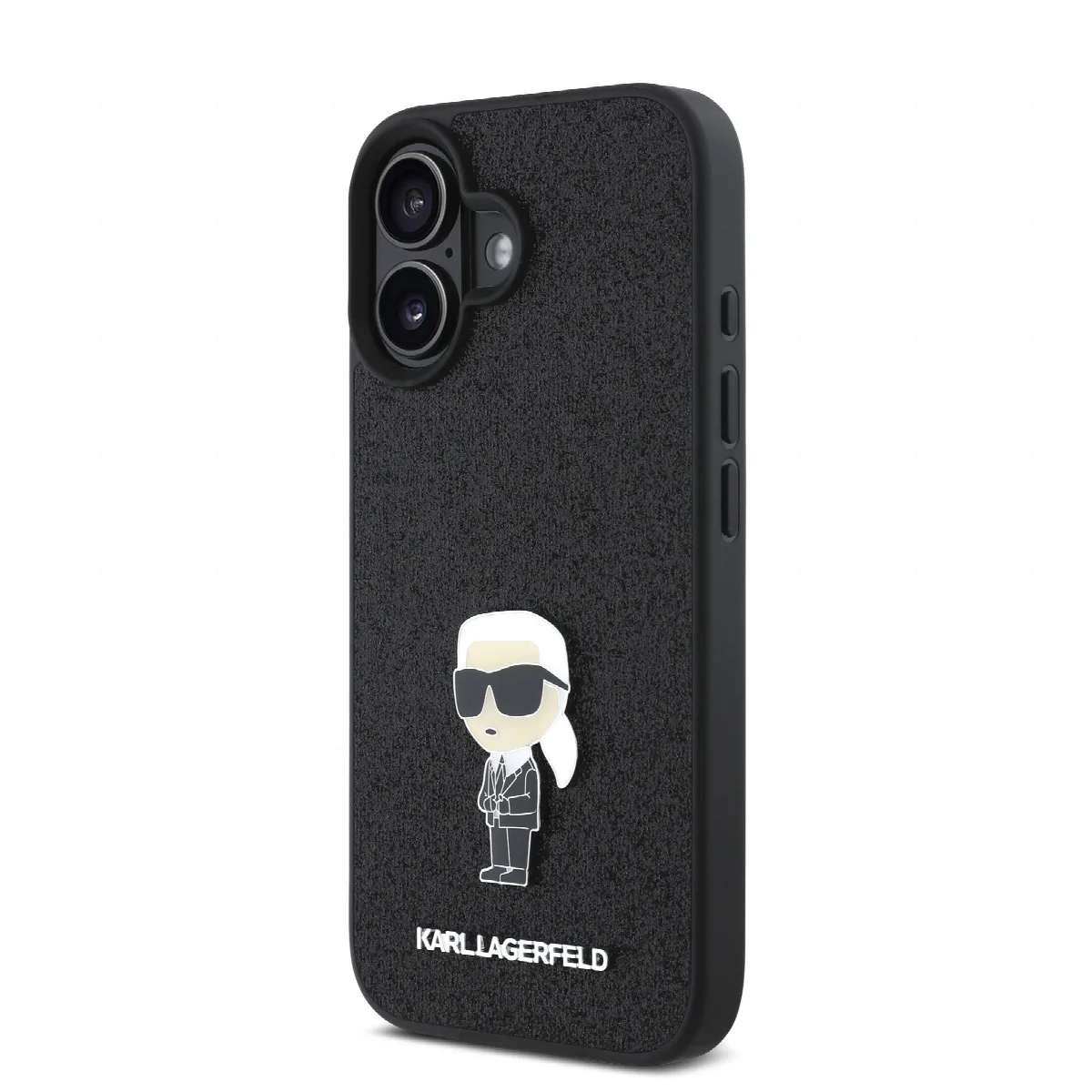 Karl Lagerfeld Ikonik Fixed Glitter Hard Case with Ikonik Metal Logo Θήκη προστασίας από σιλικόνη – iPhone 16 Glitter Black – KL – εικόνα 2
