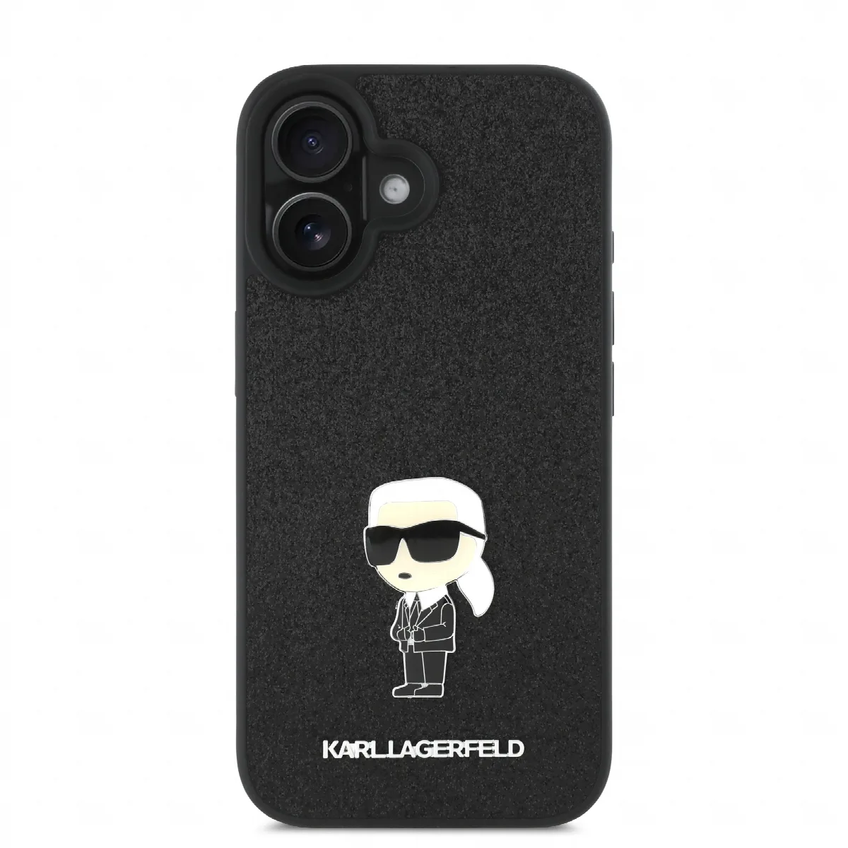 Karl Lagerfeld Ikonik Fixed Glitter Hard Case with Ikonik Metal Logo Θήκη προστασίας από σιλικόνη – iPhone 16 Glitter Black – KL – εικόνα 3