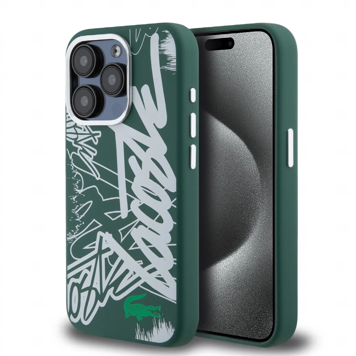 Lacoste Graffiti Hard Case Θήκη προστασίας από Liquid σιλικόνη για iPhone 15 Pro Πράσινο/Λευκό– LCHCP15LGRAH