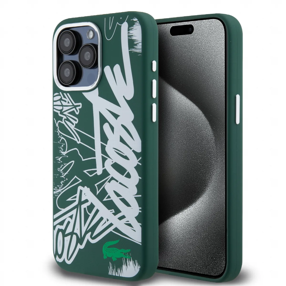 Lacoste Graffiti Hard Case Θήκη προστασίας από Liquid σιλικόνη iPhone 15 Pro Max Πράσινο/Λευκό