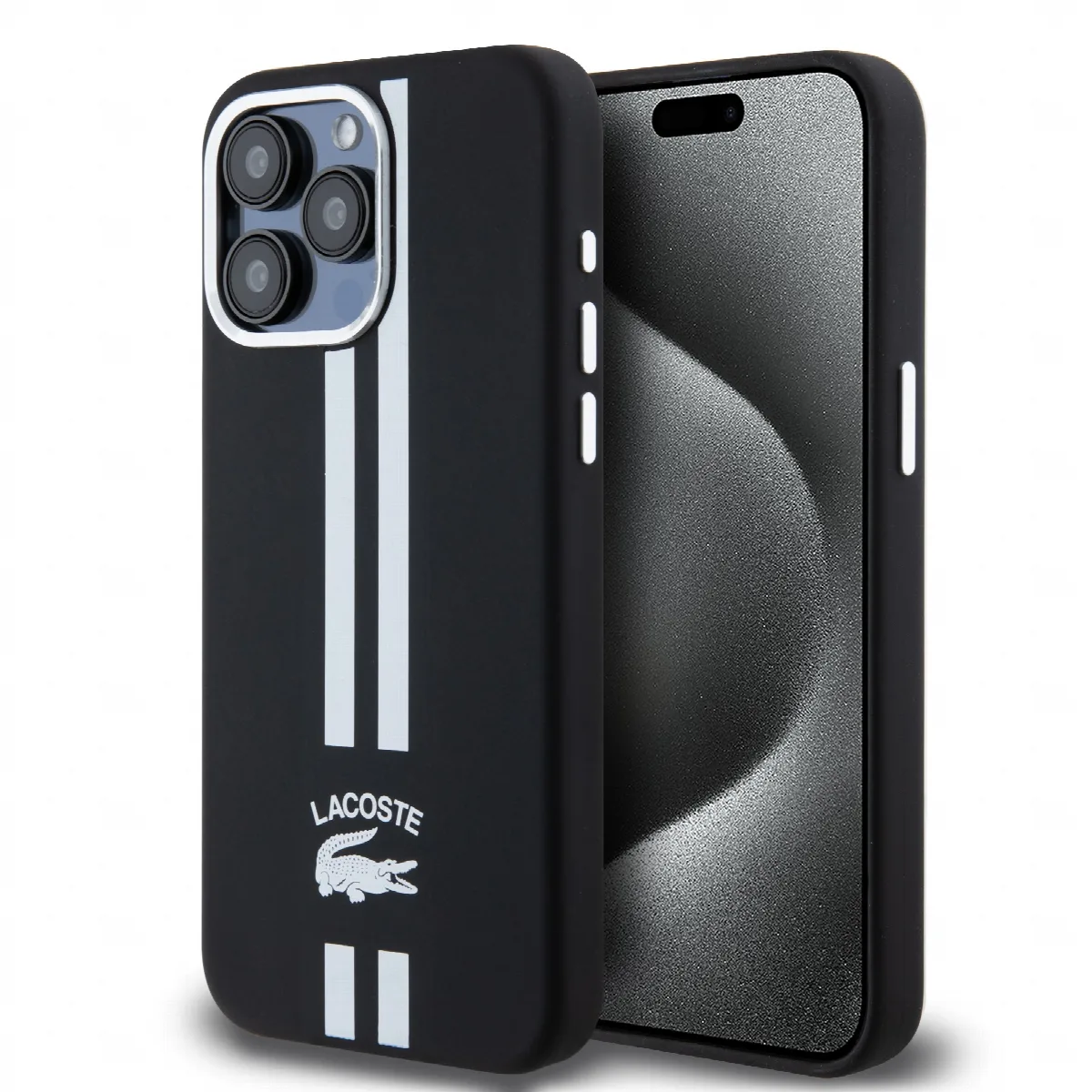 Lacoste Stripes Hard Case Θήκη προστασίας από Liquid σιλικόνη για iPhone 15 Pro Max Λευκό