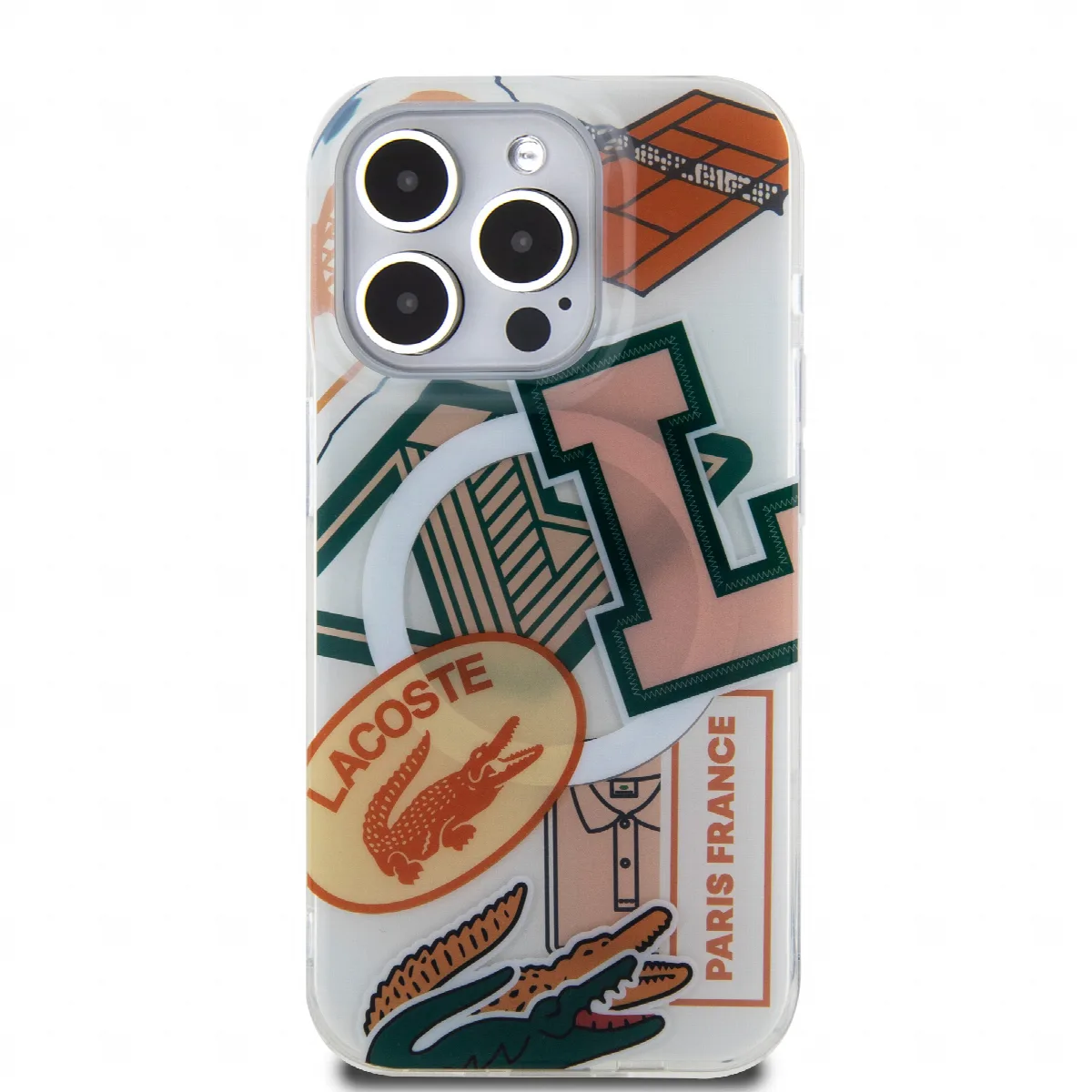 Lacoste Magsafe Double Layer Patch Hard Case Θήκη προστασίας από Σιλικόνη για iPhone 15 Pro White/Orange – εικόνα 3