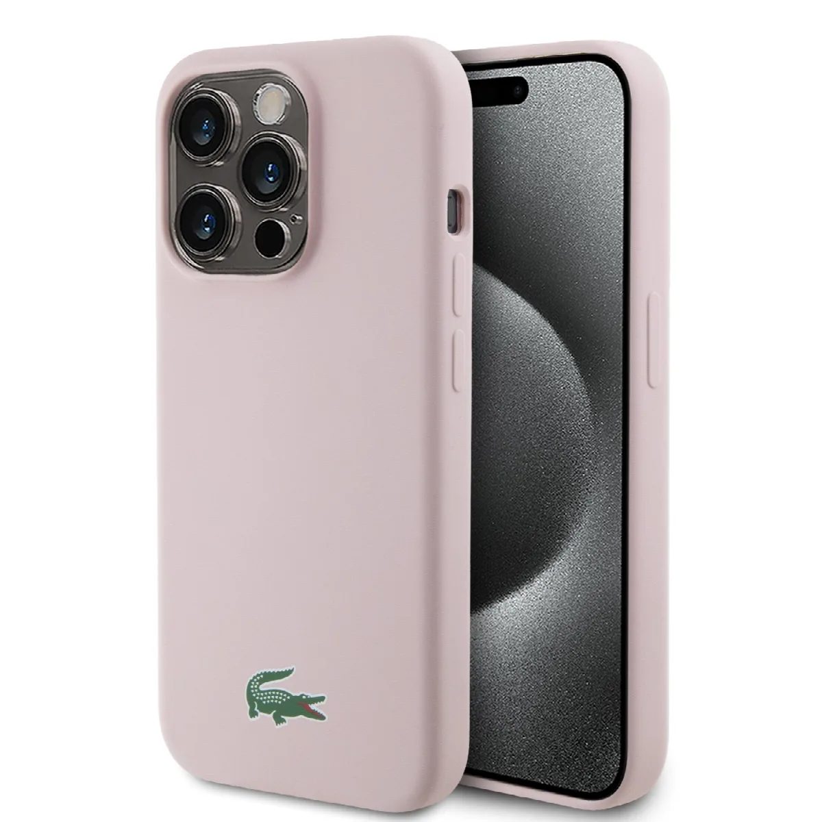 Lacoste Magsafe Croc Logo Hard Case Θήκη προστασίας από Σιλικόνη για iPhone 15 Pro Ροζ