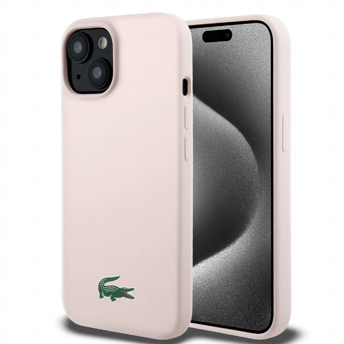 Lacoste Magsafe Croc Logo Hard Case Θήκη προστασίας από Σιλικόνη για iPhone 15 Ροζ