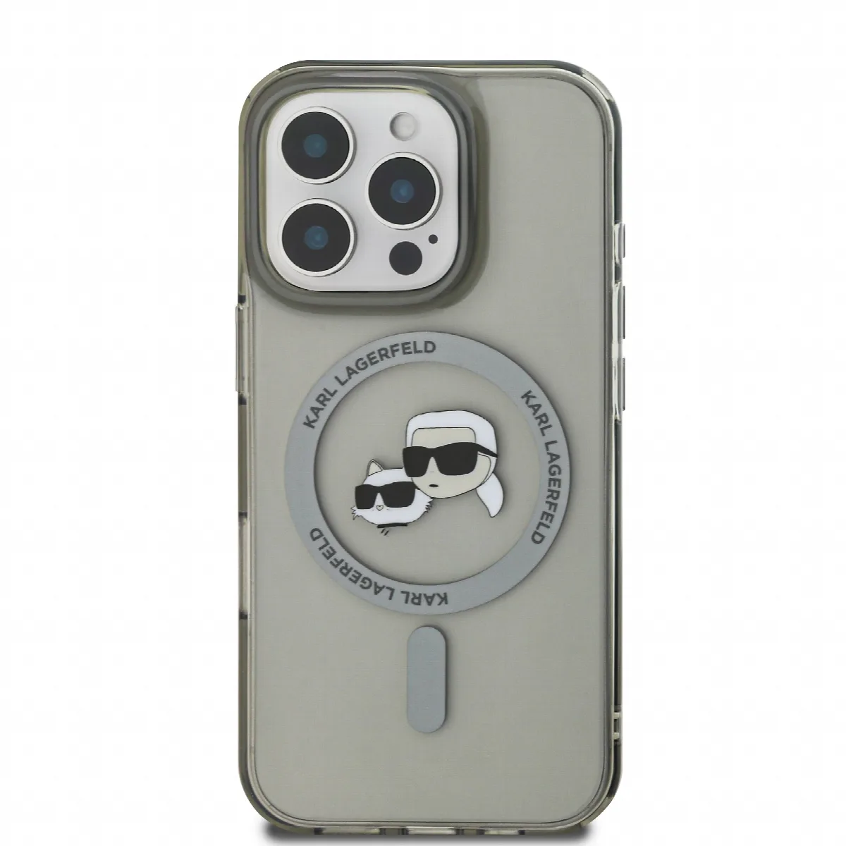 Karl Lagerfeld Magsafe Ringstand Case “Karl + Choupette’s Head” Θήκη προστασίας από σκληρό πλαστικό για iPhone 16 Pro Max Μαύρο – εικόνα 3