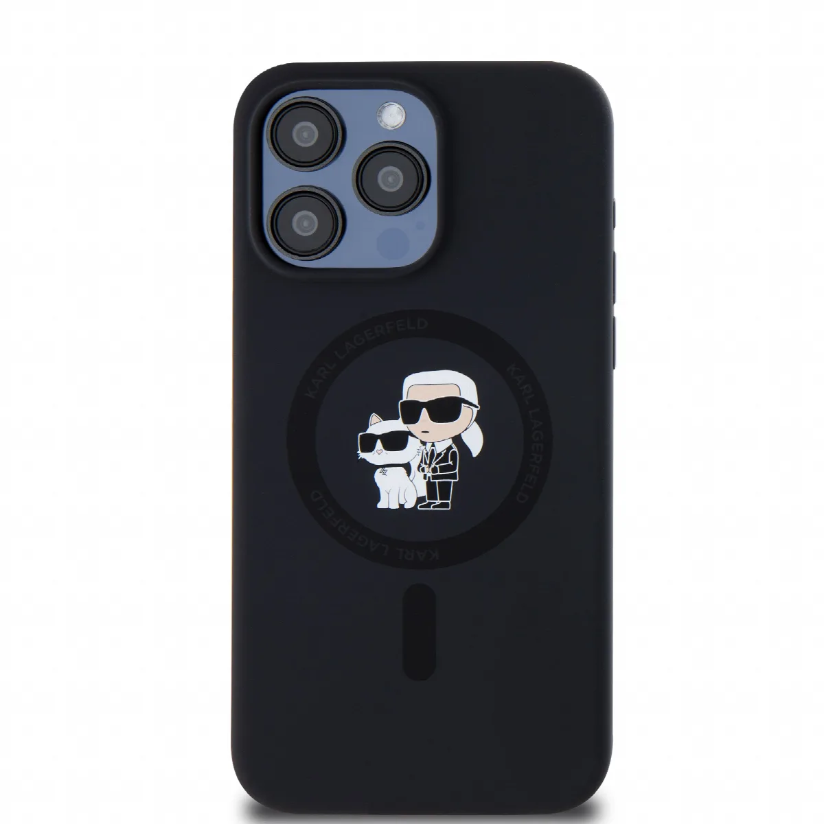 Karl Lagerfeld Magsafe Ringstand Case “Karl + Choupette” Θήκη προστασίας από σκληρό πλαστικό για iPhone 15 Pro Max Μαύρο – KLHMP – εικόνα 3
