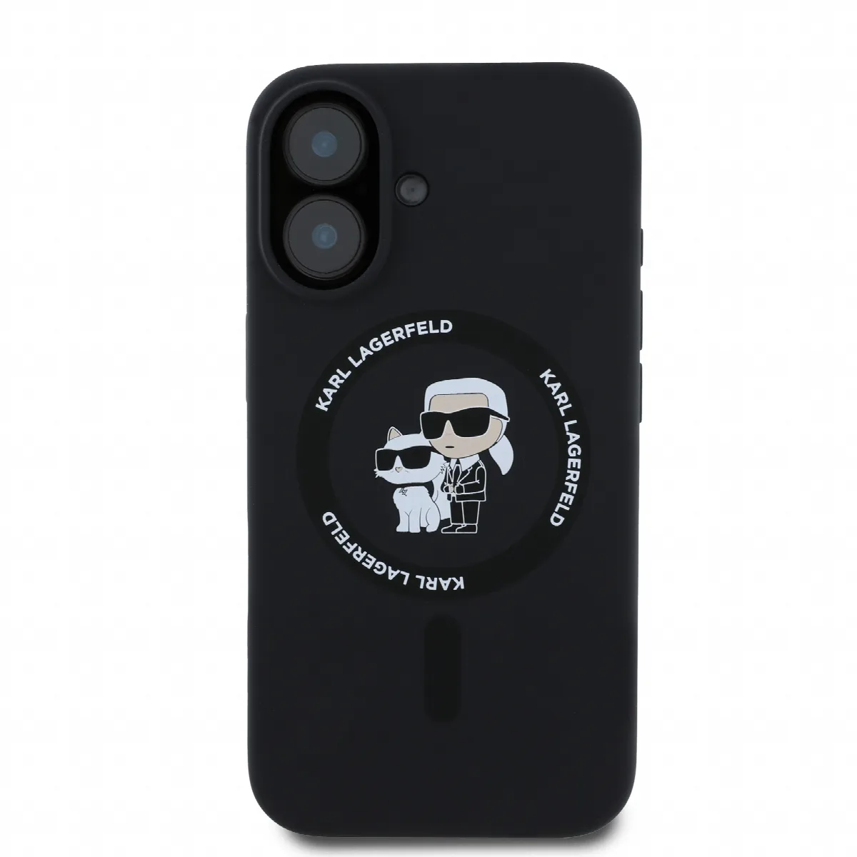 Karl Lagerfeld Magsafe Ringstand Case “Karl + Choupette” Θήκη προστασίας από σκληρό πλαστικό για iPhone 16 Μαύρο – KLHMP16SSCMKC – εικόνα 3
