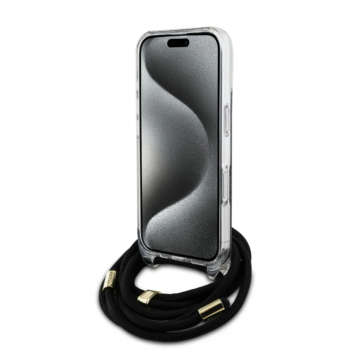 Guess "4G Logo Collection" Crossbody Hard Case Script Metal Logo Θήκη προστασίας από σιλικόνη με λουράκι – iPhone 16 Μαύρο – GUH – εικόνα 2
