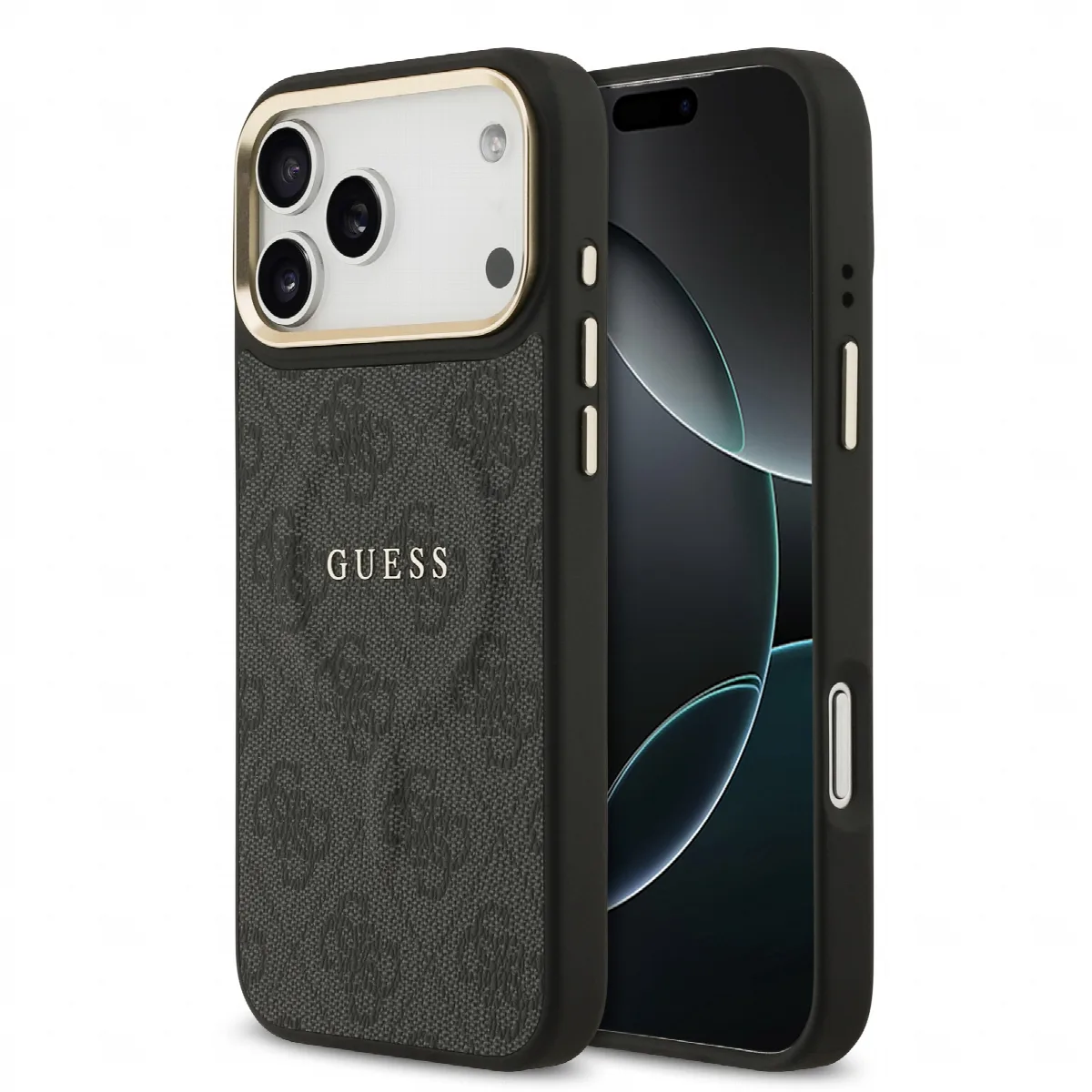 Guess - PU Leather 4G Gold Frame MagSafe Θήκη για iPhone 17 Pro Max – Black