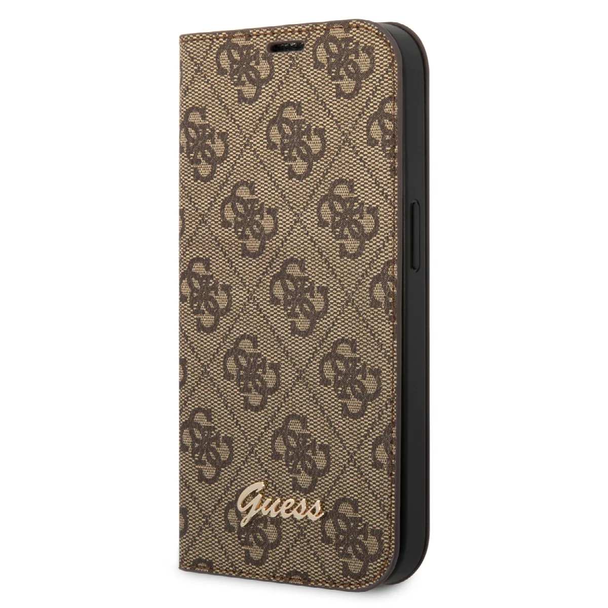 Guess “4G Logo Collection” Script Metal Logo Θήκη προστασίας από δερματίνη τύπου folio – iPhone 14 Pro Max Καφέ