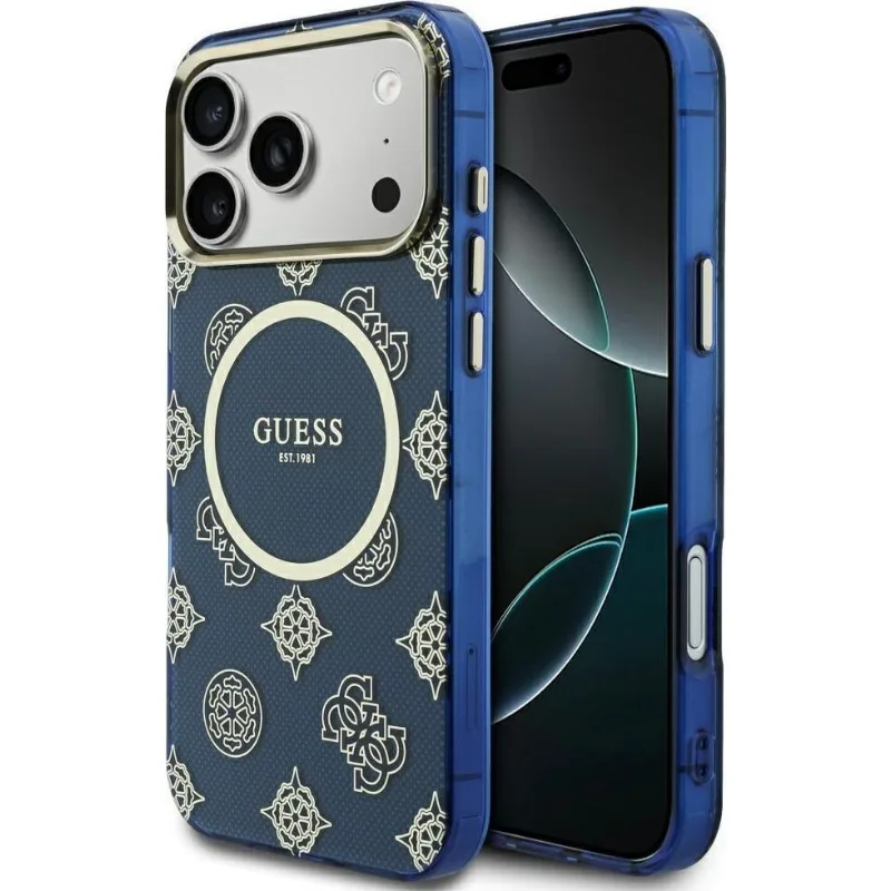 Guess Iml Peony Dot MagSafe Back Cover Θήκη για iPhone 17 Pro Max - Blue