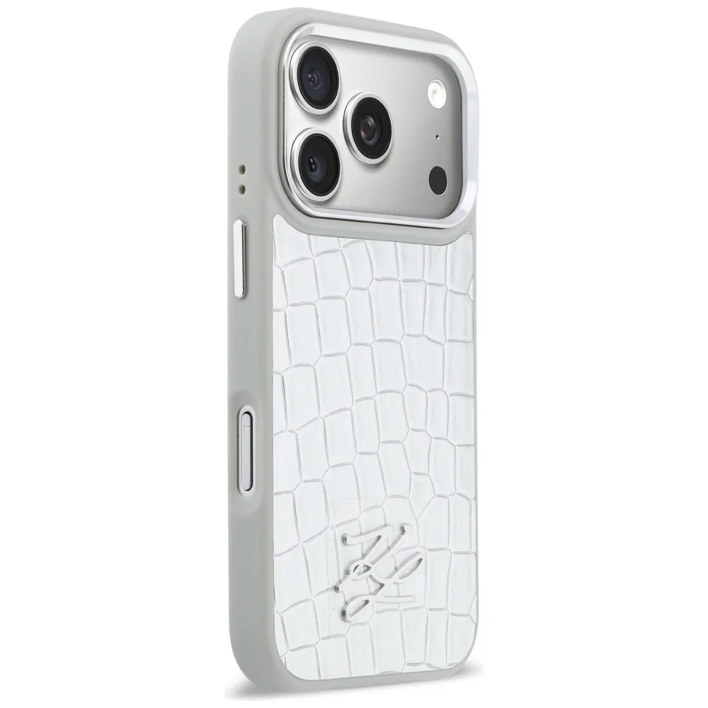 Karl Lagerfeld Croco Kl Script Logo Magsafe για iPhone 17 Pro Max - Ασημί – εικόνα 2