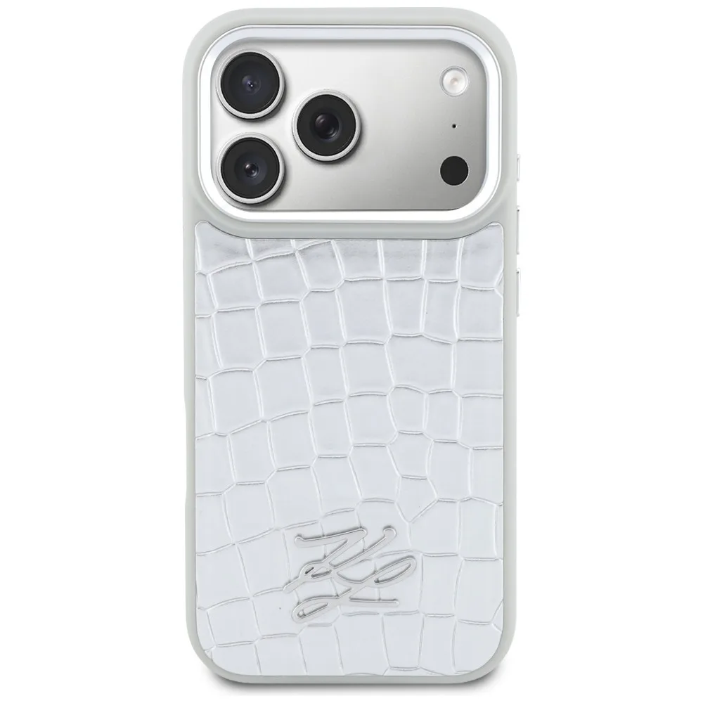 Karl Lagerfeld Croco Kl Script Logo Magsafe για iPhone 17 Pro Max - Ασημί – εικόνα 3