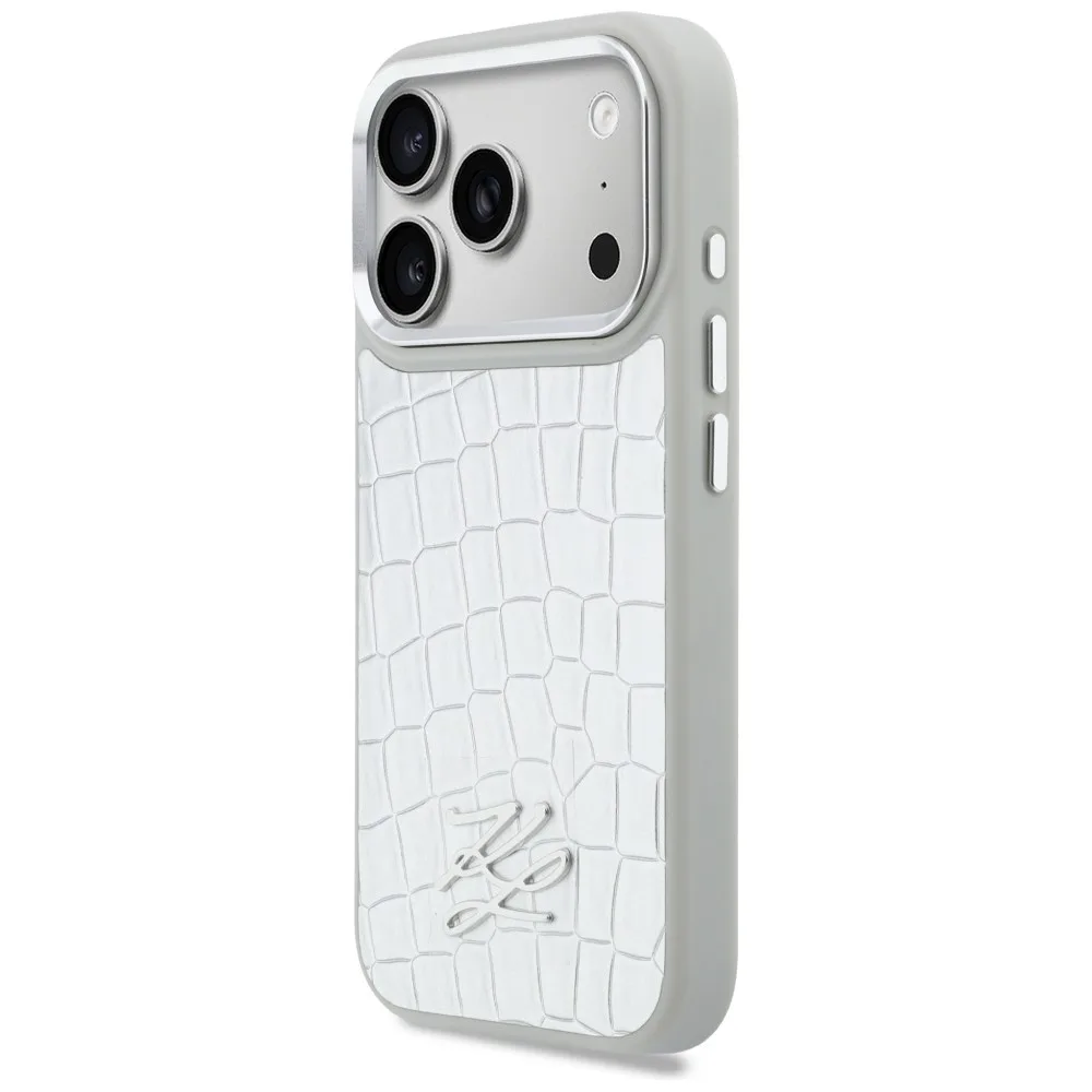 Karl Lagerfeld Croco Kl Script Logo Magsafe για iPhone 17 Pro Max - Ασημί – εικόνα 4