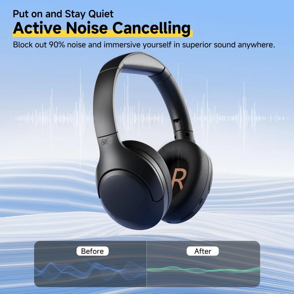 QCY H3 Lite ANC Ασύρματα/Ενσύρματα Over Ear Ακουστικά - Μαύρο – εικόνα 3