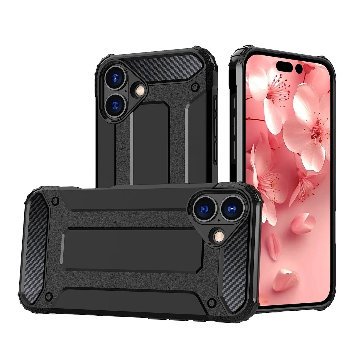 Hurtel Hybrid Armor Back Cover Πλαστικό/Σιλικόνης για iPhone 17e/16e - Μαύρο – εικόνα 3