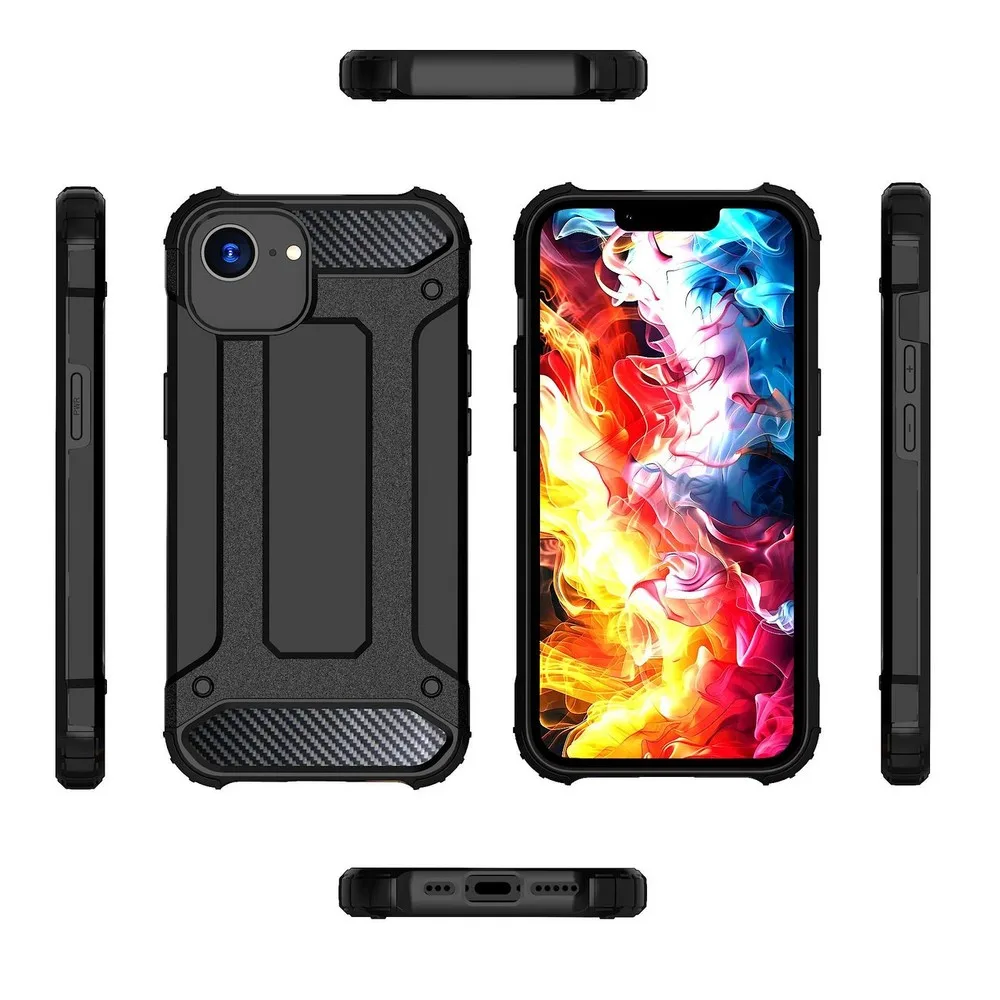 Hurtel Hybrid Armor Back Cover Πλαστικό/Σιλικόνης για iPhone 17e/16e - Μαύρο – εικόνα 4