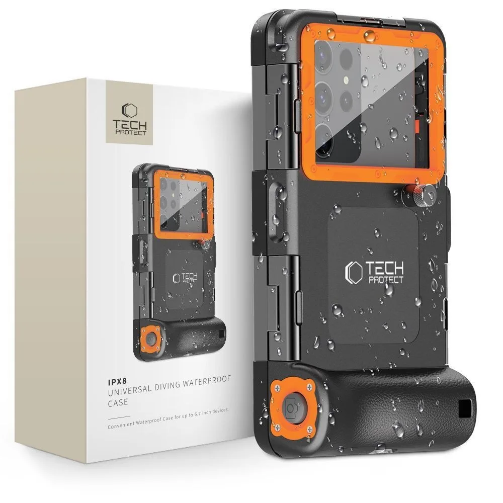Tech-Protect IPX8 Αδιάβροχη Θήκη έως 6.7" - Μαύρο/Πορτοκαλί – εικόνα 4