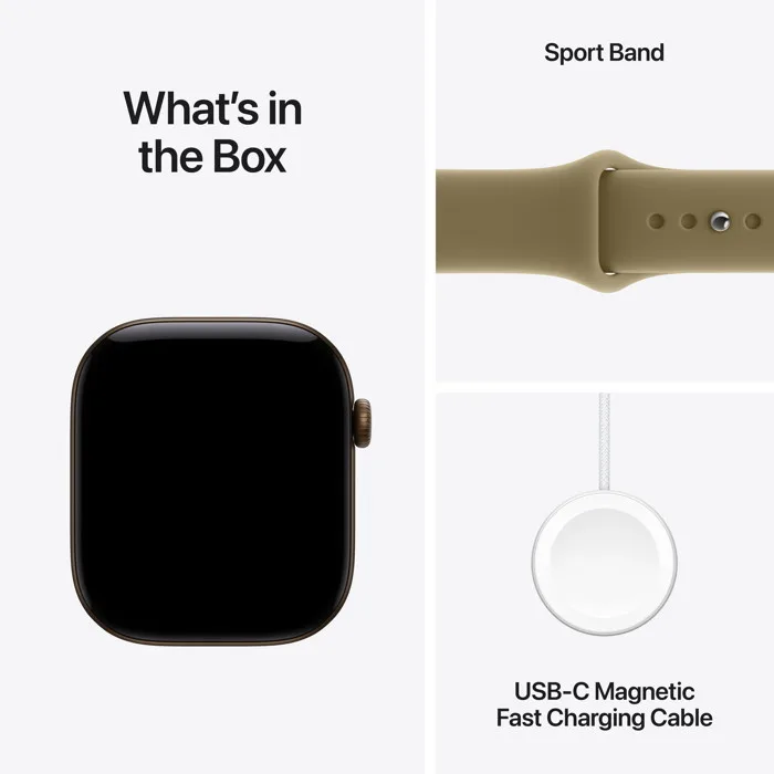 Apple Watch Series 12 GPS Dark Bronze Aluminium 42mm - Olive Sport Band (S/M) – εικόνα 5