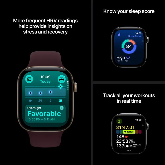 Apple Watch Series 12 GPS + Cellular Light Gold Aluminium 42mm - Sand Sport Band (S/M) – εικόνα 2