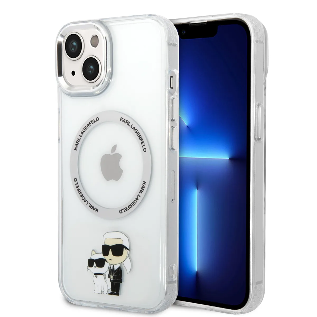 Karl Lagerfeld Magsafe Ringstand Case IML NFT Karl+Choupette Θήκη προστασίας από σκληρό πλαστικό για iPhone 14 Pro Clear