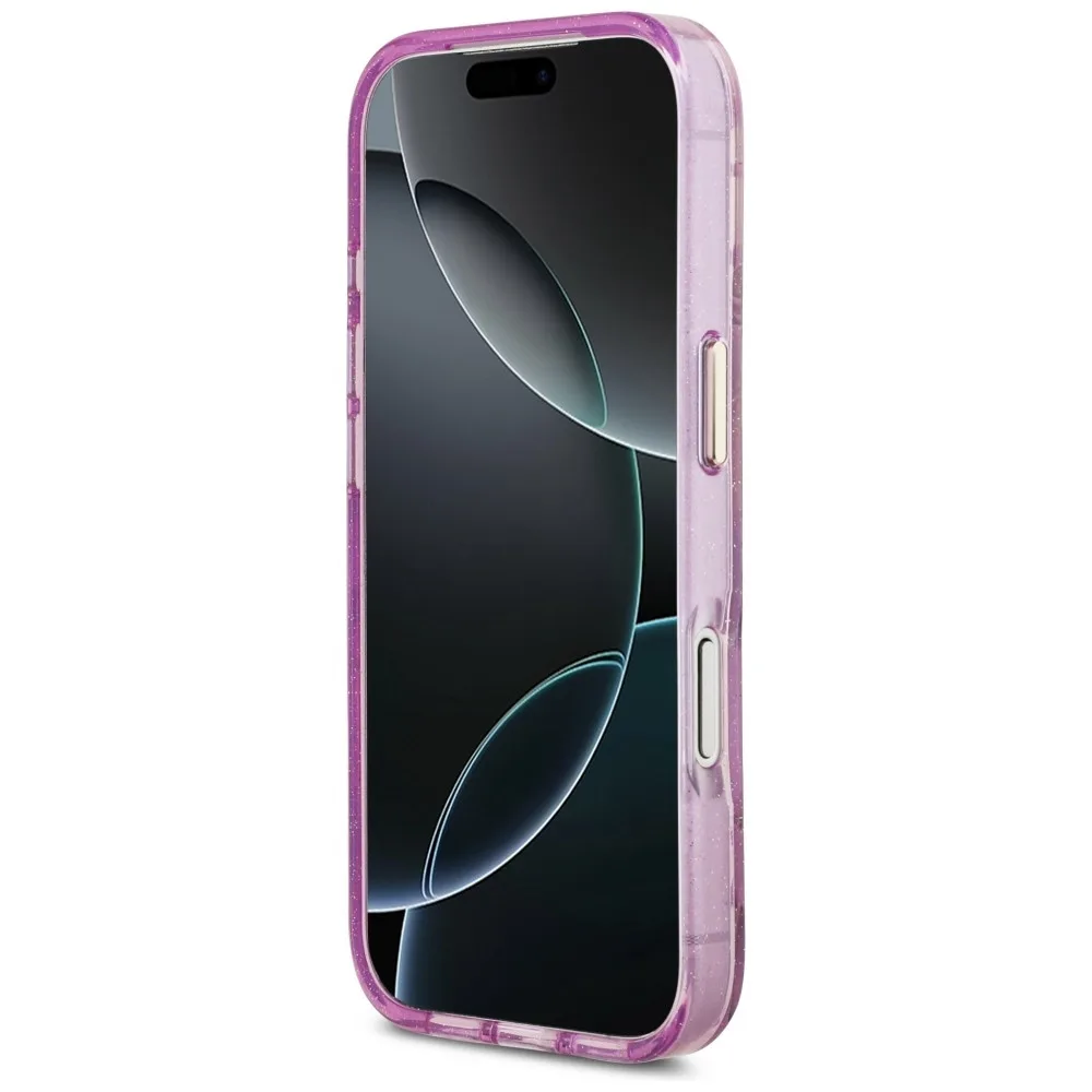 Guess Iml Glitter Flowers Triangle Magsafe Case για iPhone 18 Pro / 17 Pro - Purple – εικόνα 3