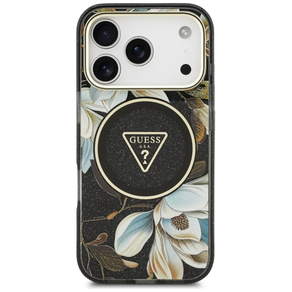 Guess Iml Glitter Flowers Triangle Magsafe Case για iPhone 18 Pro / 17 Pro - Black – εικόνα 4