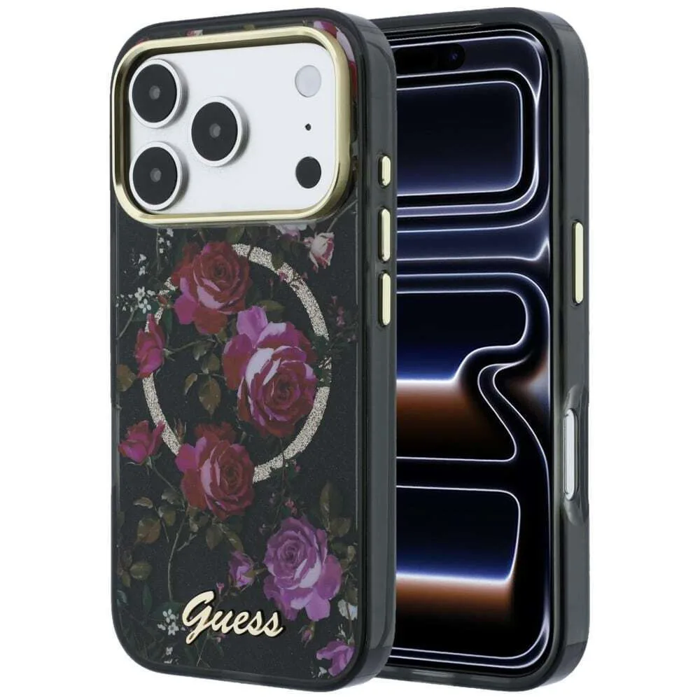 Guess Iml Glitter Blossom Roses Case για iPhone 18 Pro / 17 Pro - Black