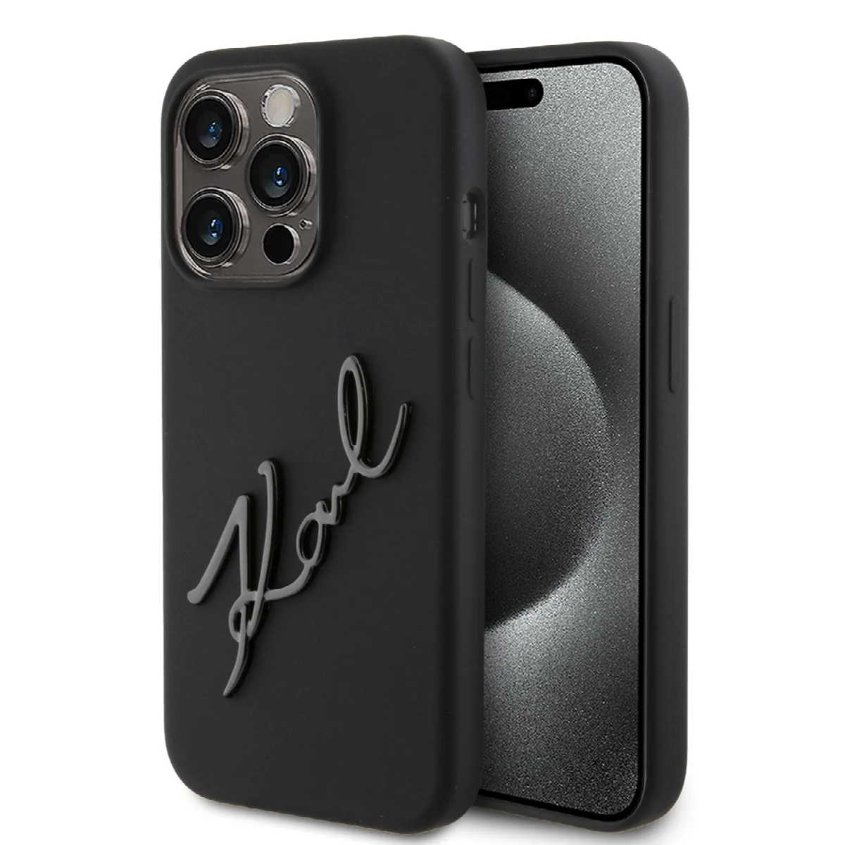 Karl Lagerfeld "Karl Script Logo" Hard Case Θήκη προστασίας από σιλικόνη – iPhone 15 Pro Max Black – KLHCP15XSKSBMCK