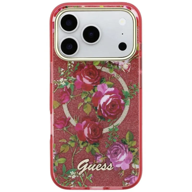 Guess Iml Glitter Blossom Roses Case για iPhone 18 Pro Max / 17 Pro Max - Burgundy – εικόνα 3