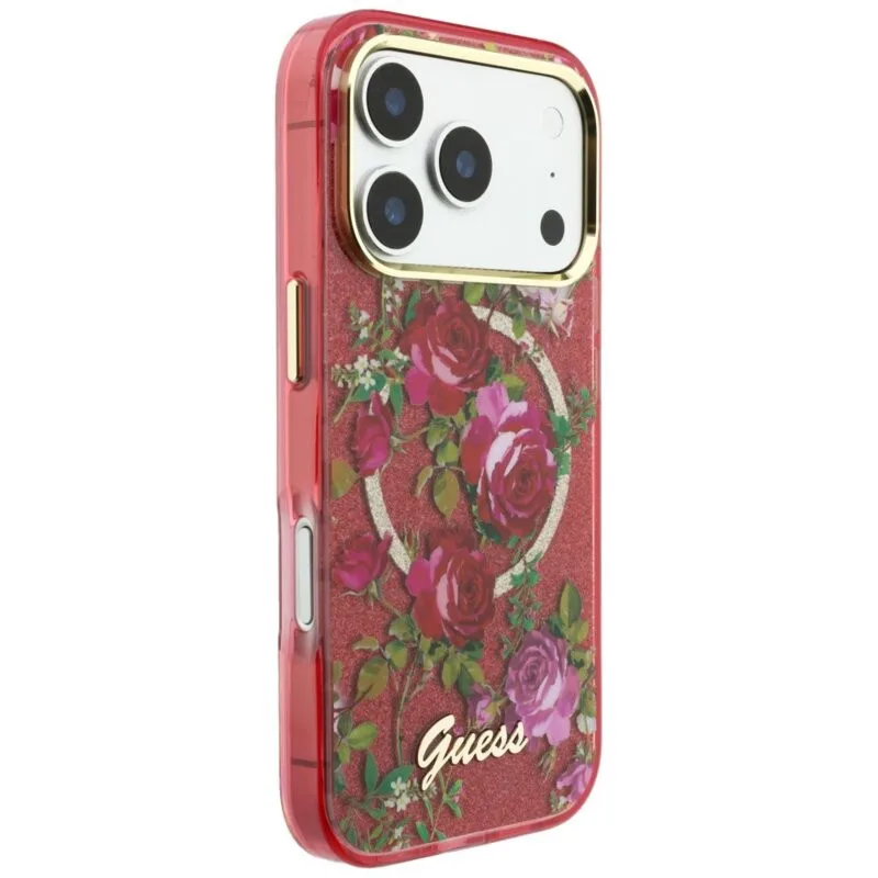 Guess Iml Glitter Blossom Roses Case για iPhone 18 Pro Max / 17 Pro Max - Burgundy – εικόνα 4