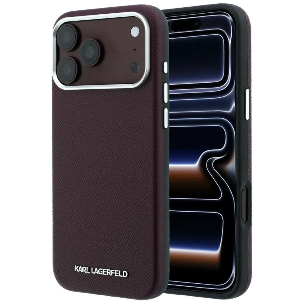 Karl Lagerfeld Grained Elongated Logo Magsafe Case για iPhone 17 Pro Max 18 Pro Max - Burgundy