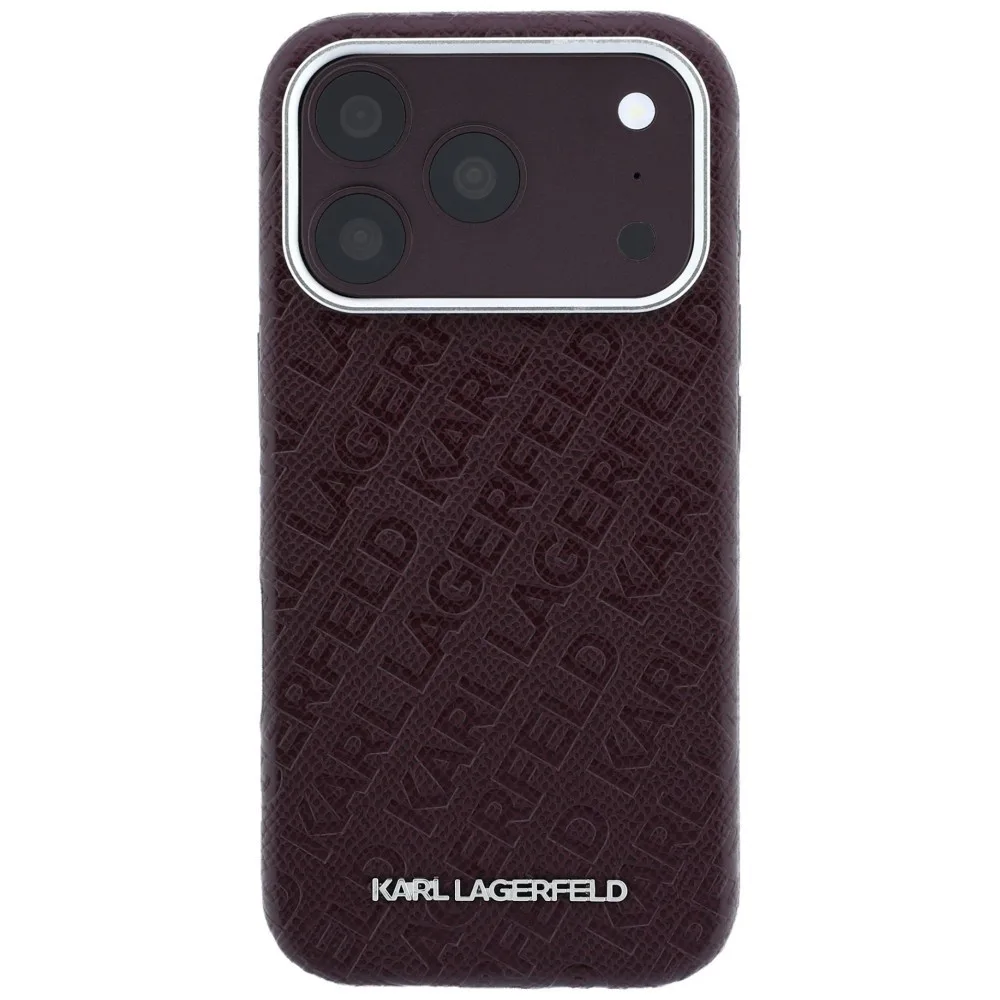Karl Lagerfeld Grained Allover Logo Metal Elongated Magsafe Case για iPhone 17 Pro /18 Pro - Burgundy – εικόνα 4