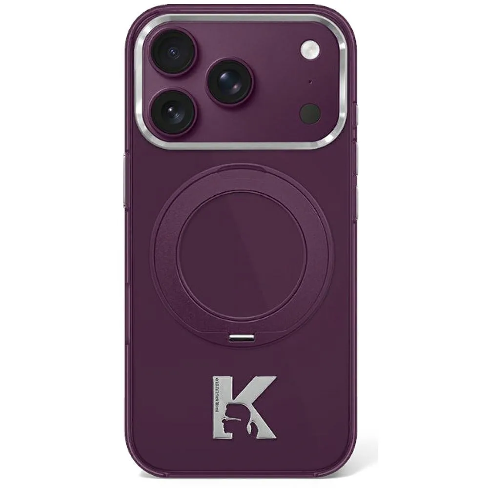 Karl Lagerfeld Iml Ring Stand 360 Kameo Metal Magsafe Case για iPhone 17 Pro Max / 18 Pro Max - Burgundy