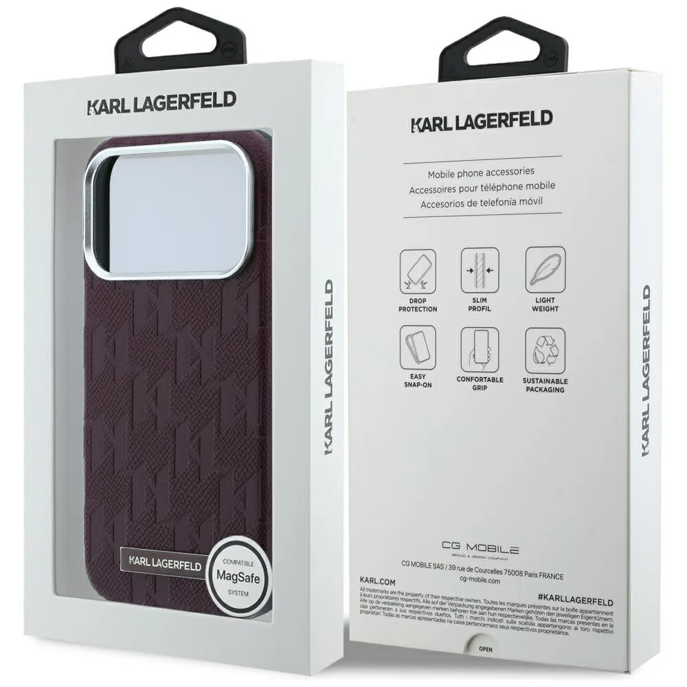 Karl Lagerfeld Grained Mono Resin Logo Magsafe Case για iPhone 17 Pro Max / 18 Pro Max - Burgundy – εικόνα 4
