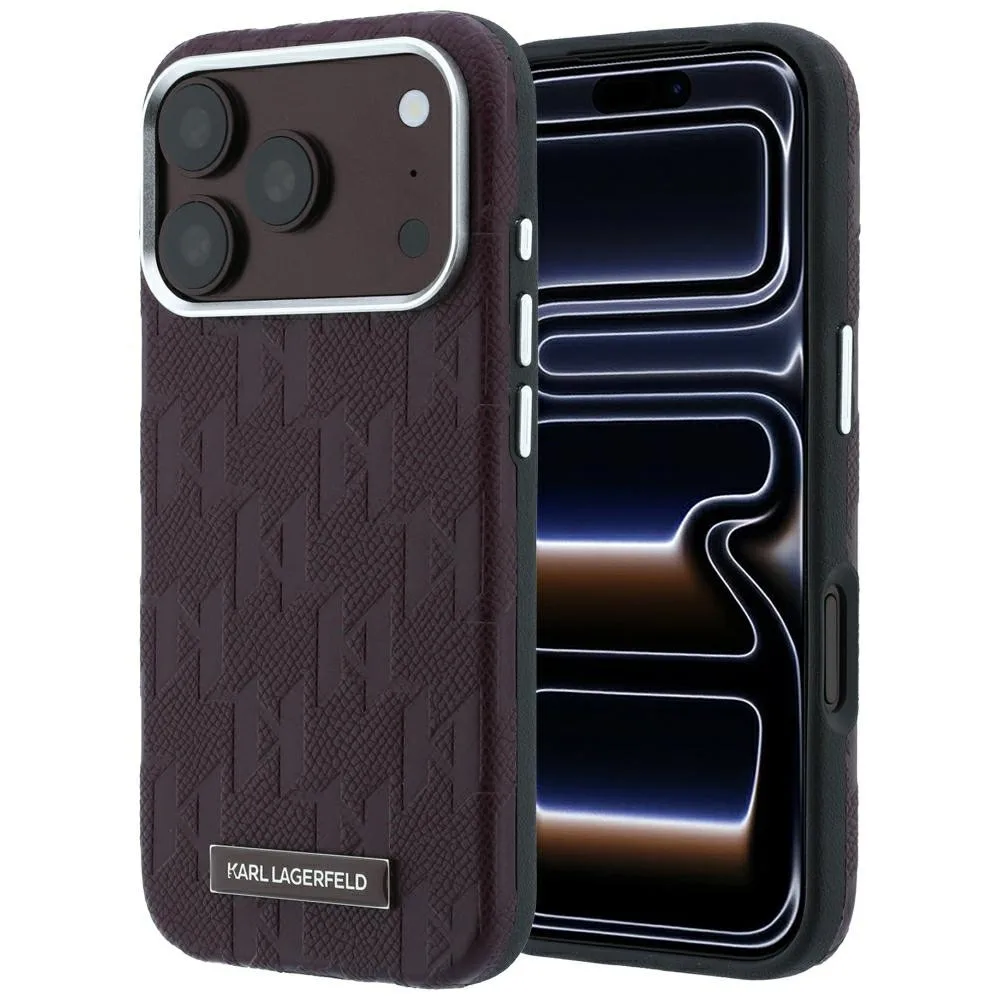 Karl Lagerfeld Grained Mono Resin Logo Magsafe Case για iPhone 17 Pro / 18 Pro - Burgundy