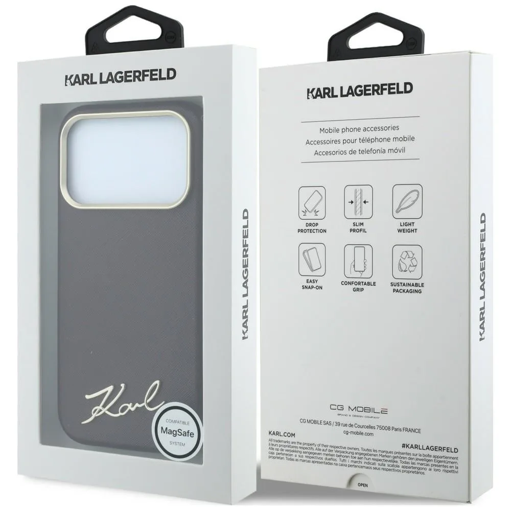 Karl Lagerfeld Saffiano Small Script Metal Logo Magsafe Case για iPhone 17 Pro / 18 Pro - Burgundy – εικόνα 5