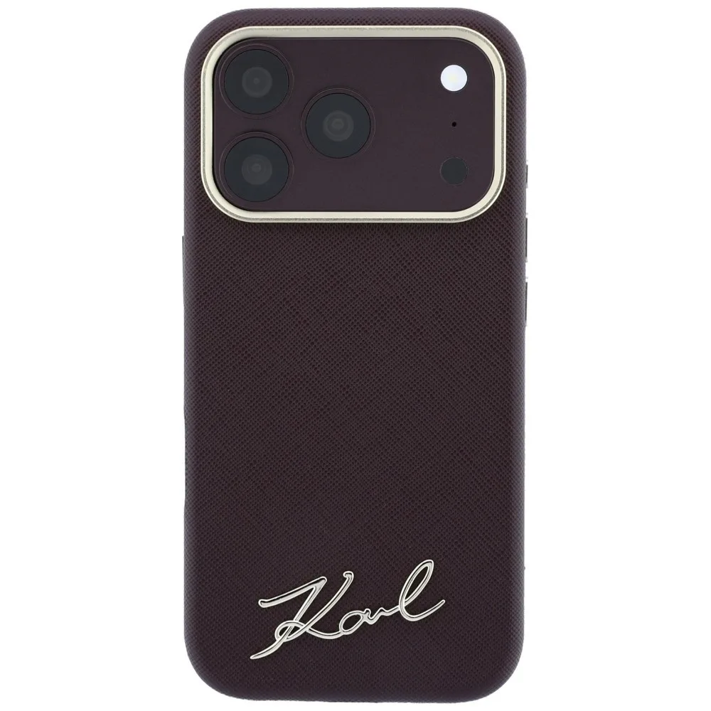 Karl Lagerfeld Saffiano Small Script Metal Logo Magsafe Case για iPhone 17 Pro / 18 Pro - Burgundy – εικόνα 3