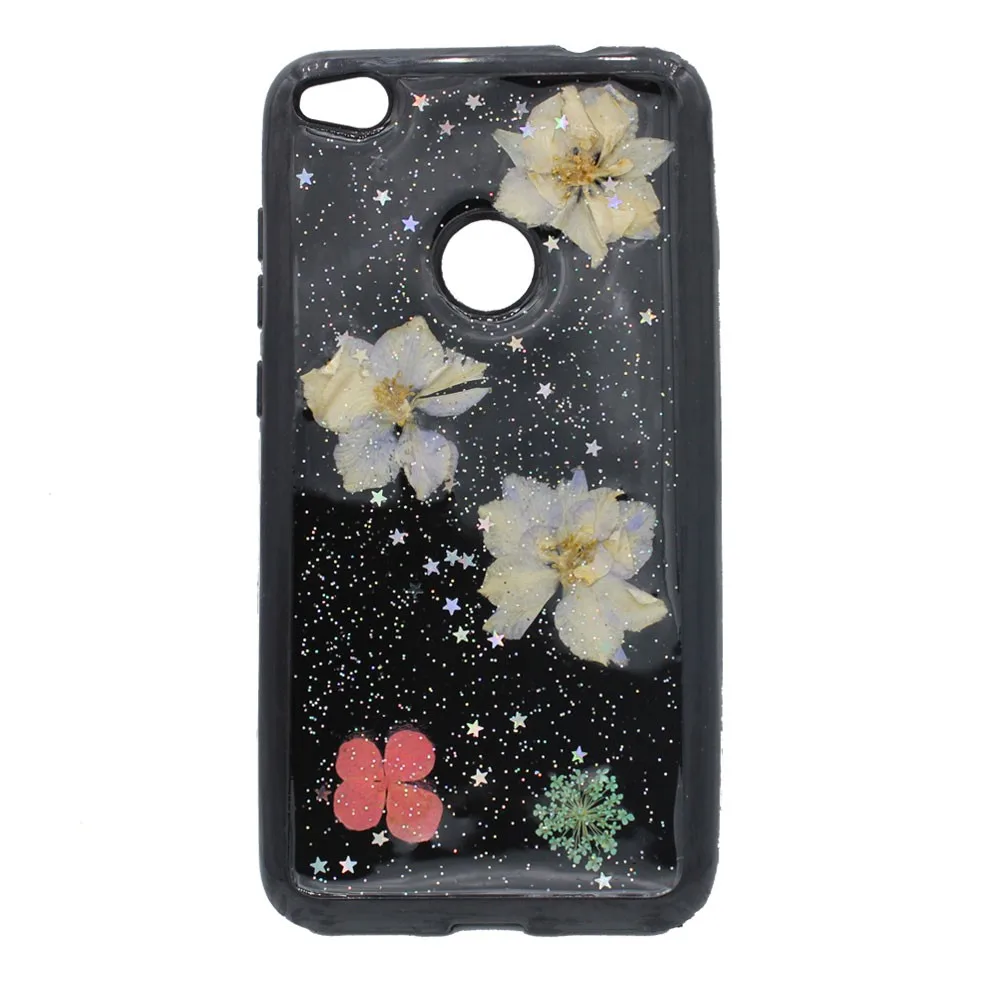 Θήκη TPU σιλικόνης με σχέδιο Λουλούδια για Huawei P8/P9 Lite 2017 - Μαύρο